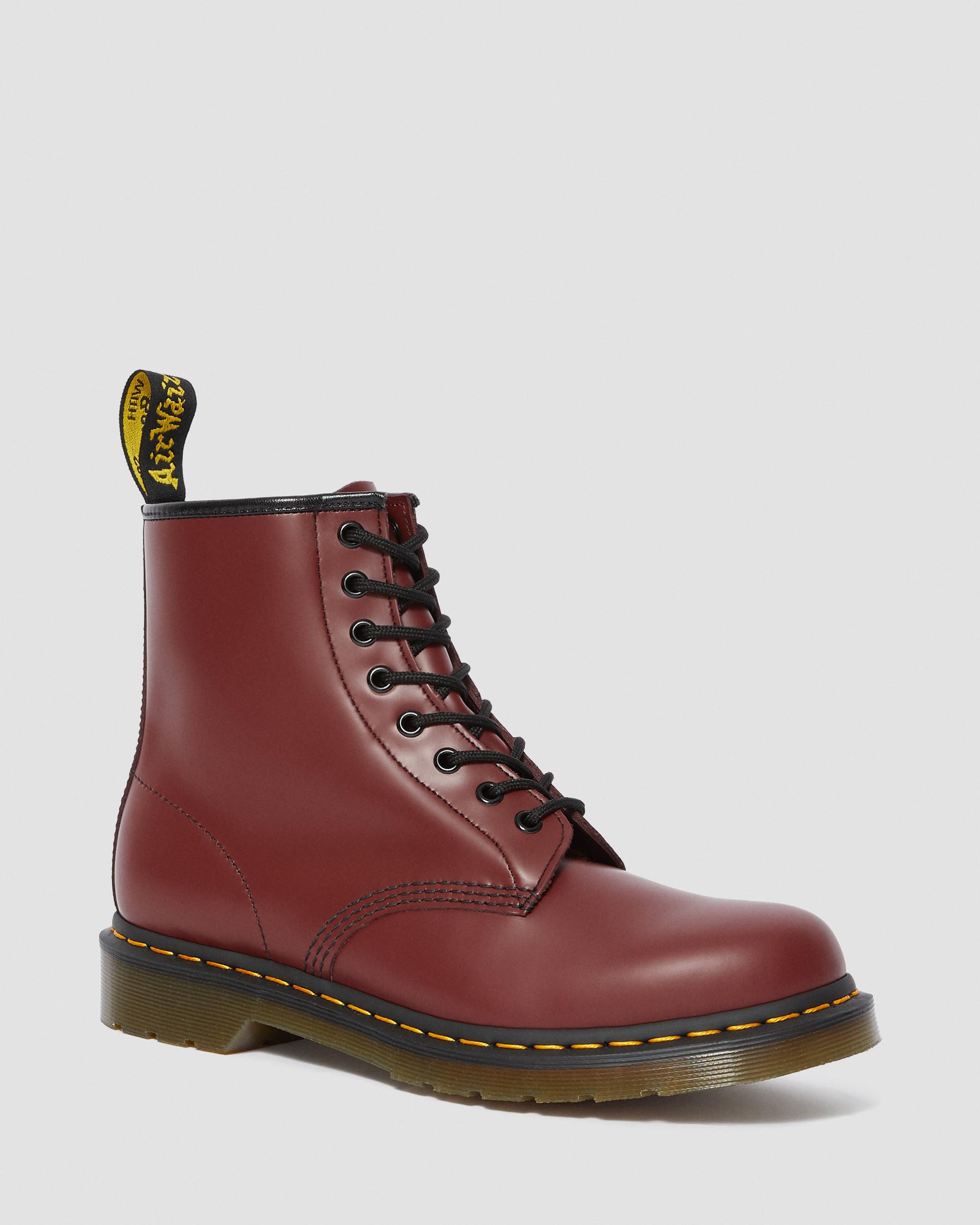 1460 Smooth Leather Lace Up Boots in Cherry Red | Dr. Martens